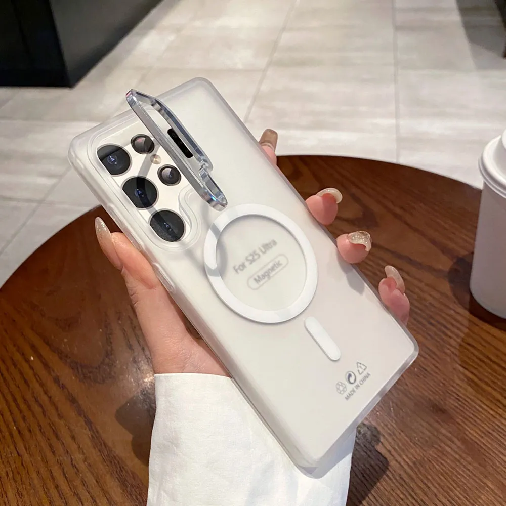 MagSafe Transparent Samsung Case White – Galaxy S24 / S25 Series (Plus & Ultra) - Image 2